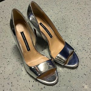 New French Connection silver high heels